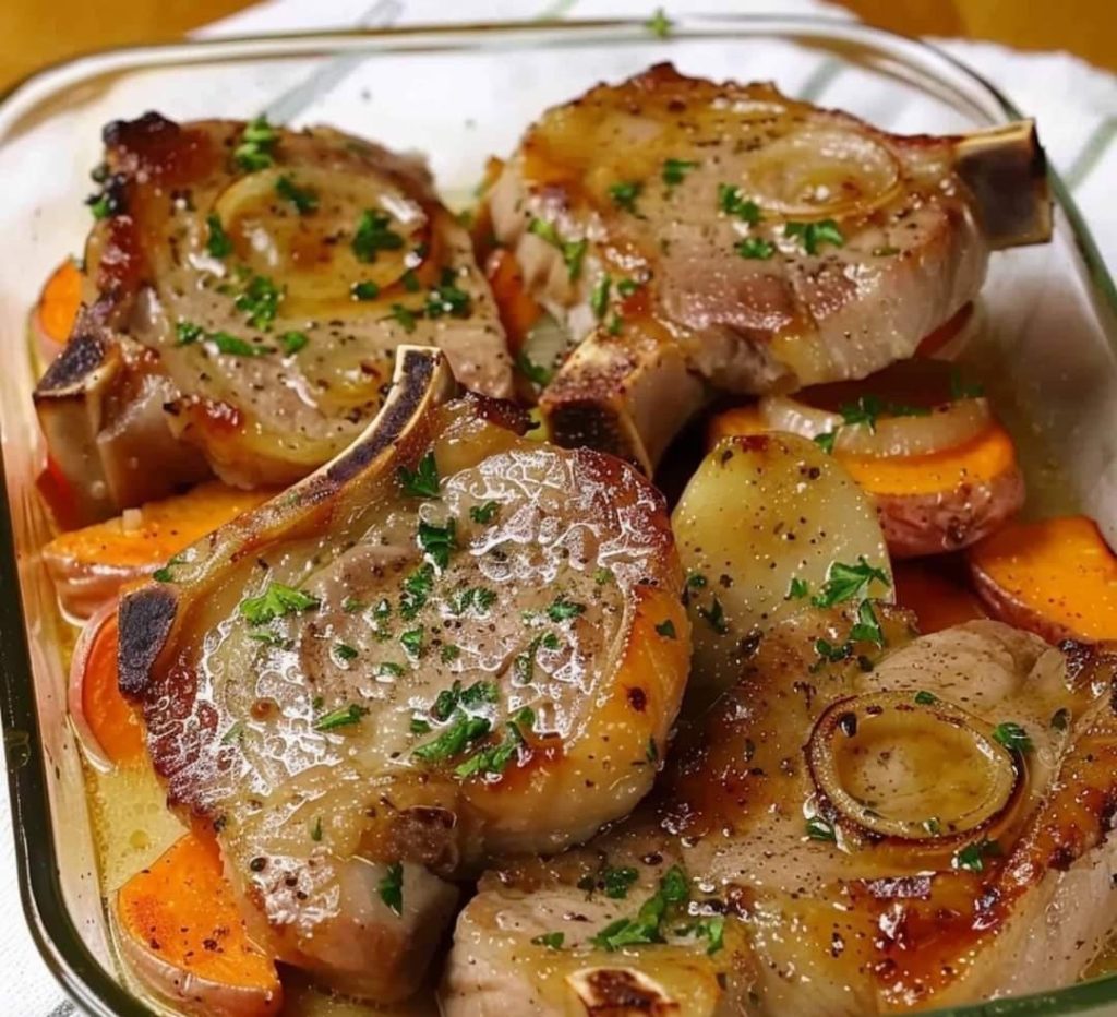 Rezept für Schweinekoteletts mit Kartoffelgratin - Schnelle Rezepte von ...